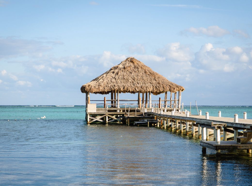 DJR642 Beach Deck with Palapa floating in the water