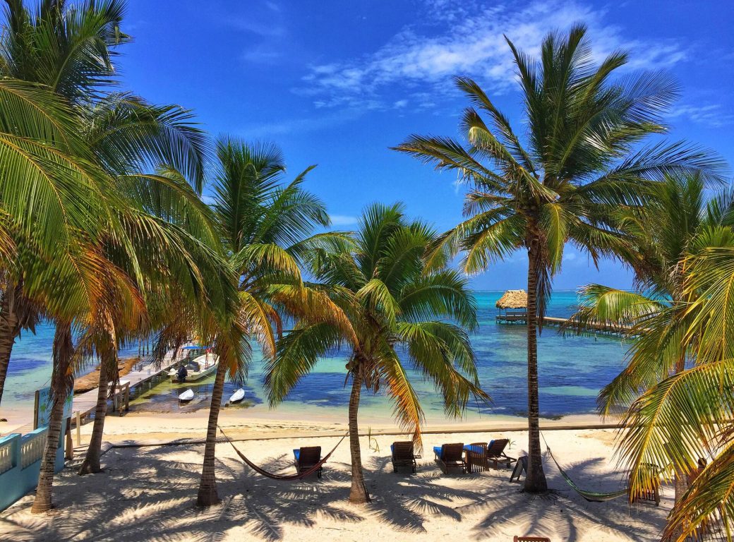 S27NYW Beach and Pier in Ambergris Caye, Belize